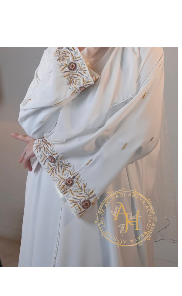 White handwork sleeves abaya