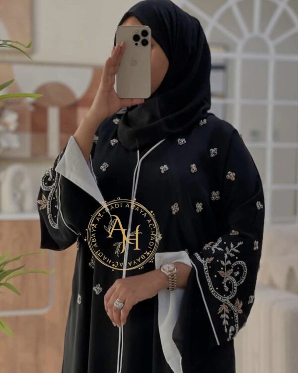 Black detailed handwork abaya