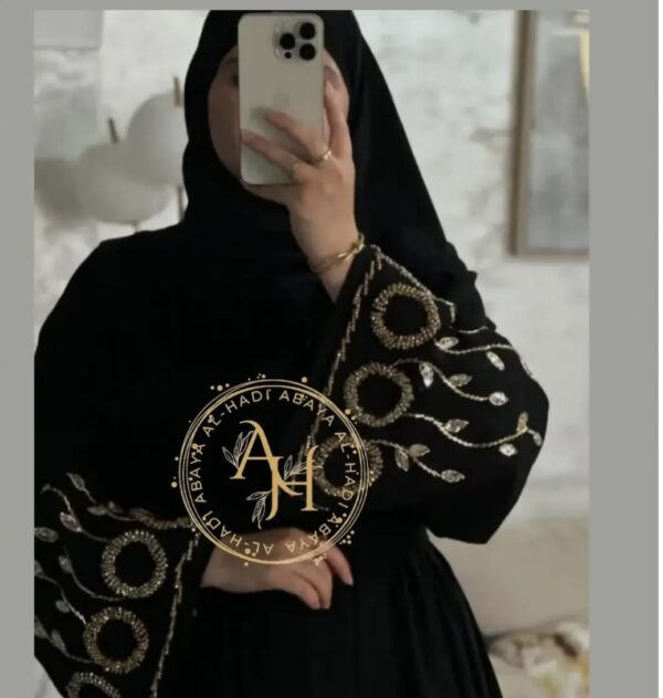Black Handwork sleeves abaya